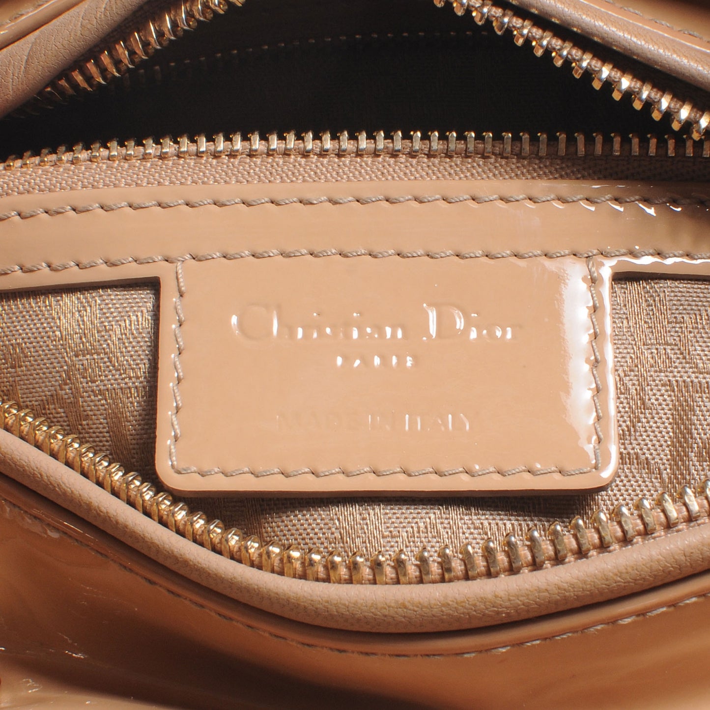 Patent Medium Lady Dior Beige