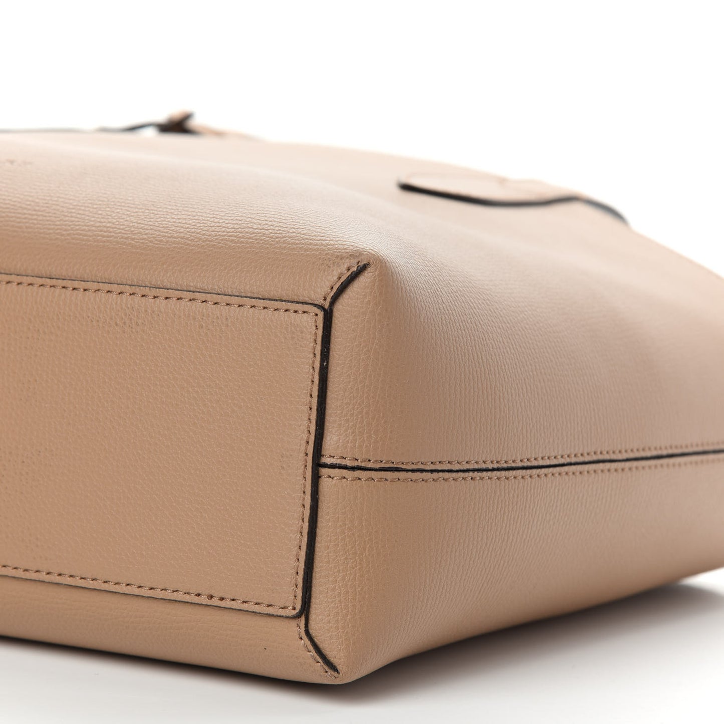Grainy Calfskin Haymarket Check Small Reversible Tote Mid Camel