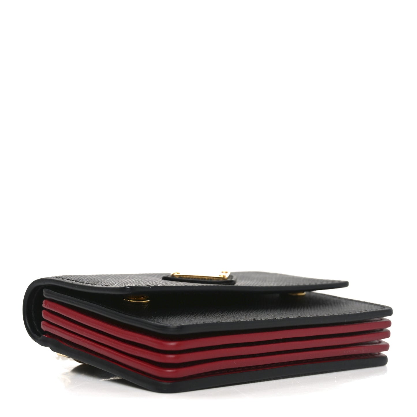 Saffiano Triangle Accordion Card Case with Chain Black