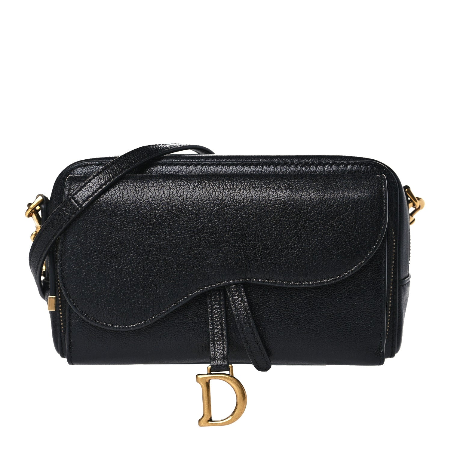 Christian Dior Goatskin Double Saddle Pouch Black 1 of 9