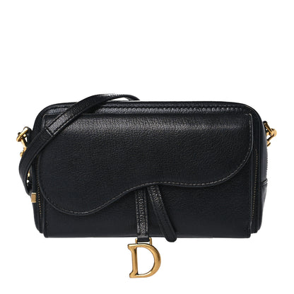 Christian Dior Goatskin Double Saddle Pouch Black 1 of 9
