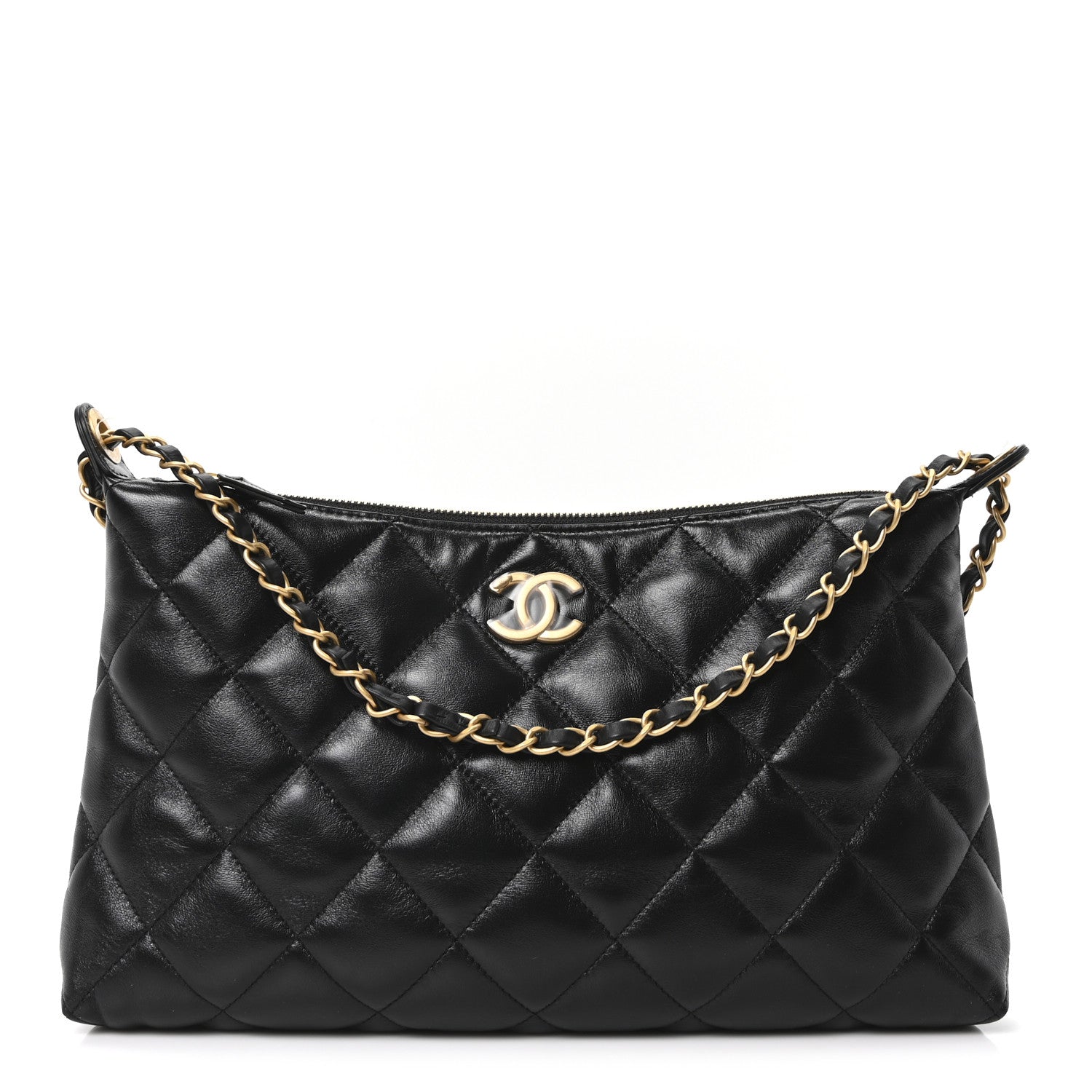 Chanel Shiny Lambskin Quilted CC Hobo Black 1 of 10
