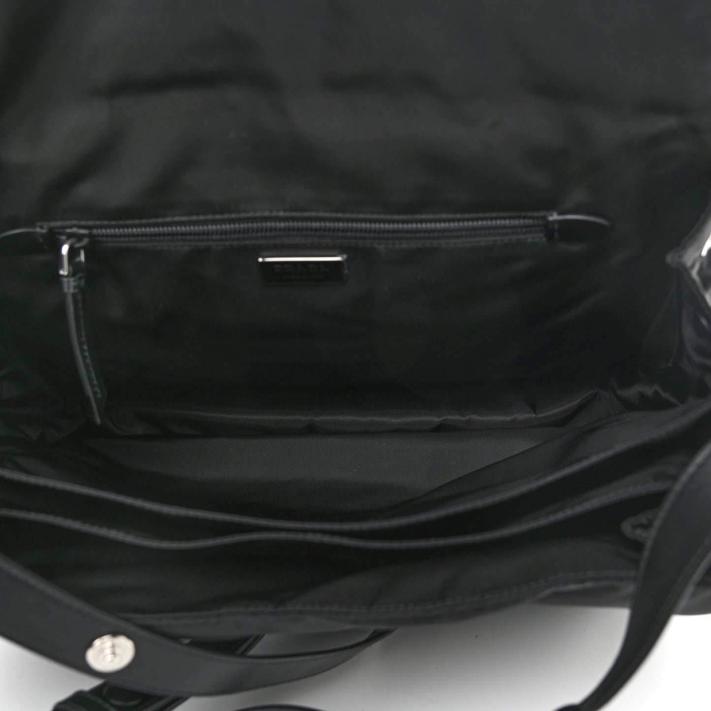 Re-Nylon Vitello Padded Large Flap Shoulder Bag Black