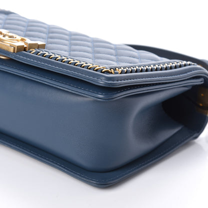 Chanel Calfskin Quilted Medium Top Handle Boy Flap Blue 9 of 9
