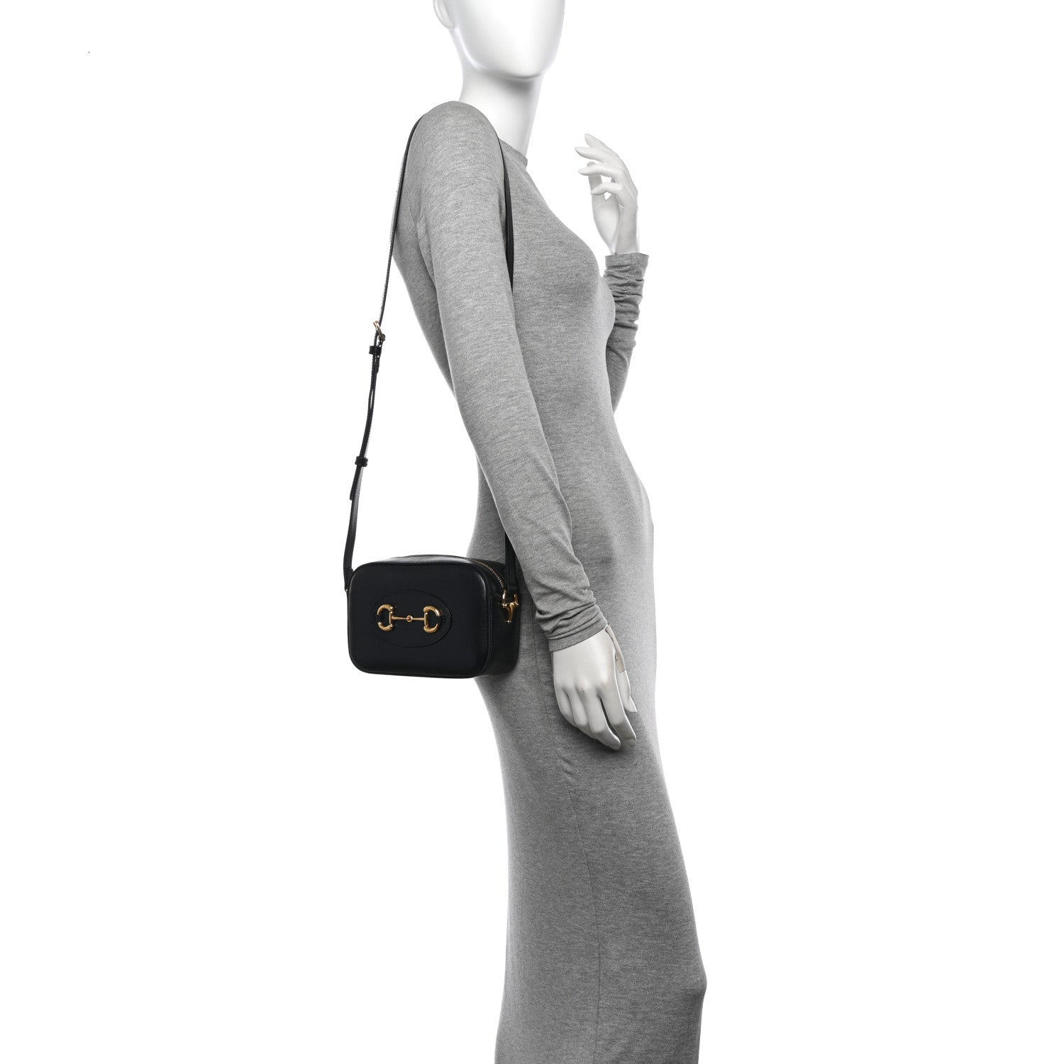 Gucci Calfskin Mini Horsebit 1955 Camera Shoulder Bag  Black 2 of 12