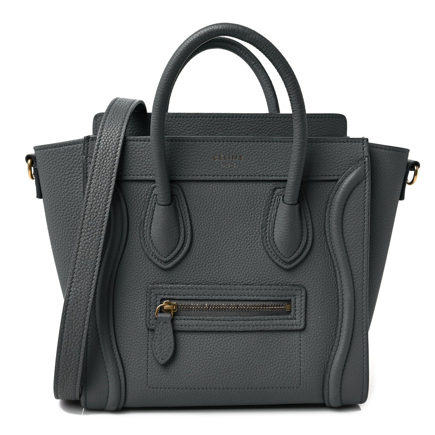 Drummed Calfskin Nano Luggage Kohl
