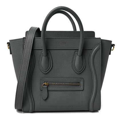 Celine Drummed Calfskin Nano Luggage Kohl 1 of 12