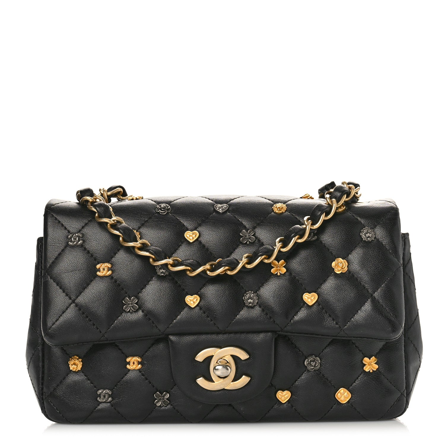Chanel Lambskin Quilted Studded Mini Rectangular Flap Black 1 of 13