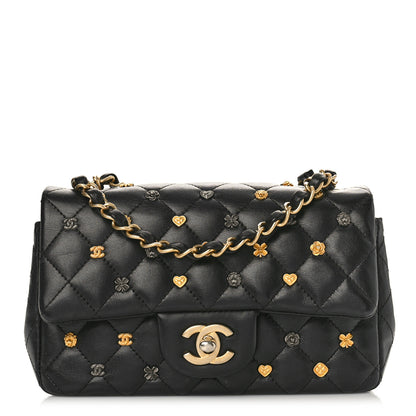 Chanel Lambskin Quilted Studded Mini Rectangular Flap Black 1 of 13