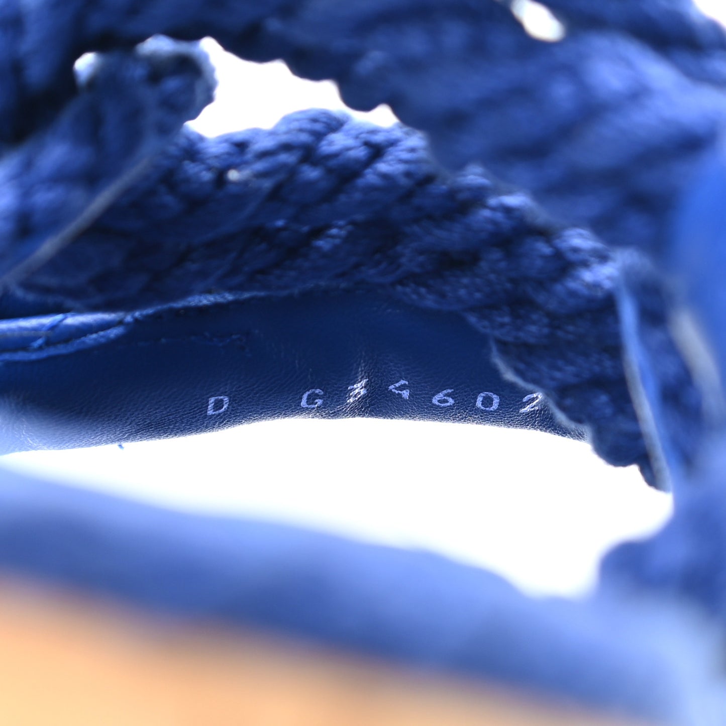 Cord Lambskin Quilted Logo Sandals 37 Blue