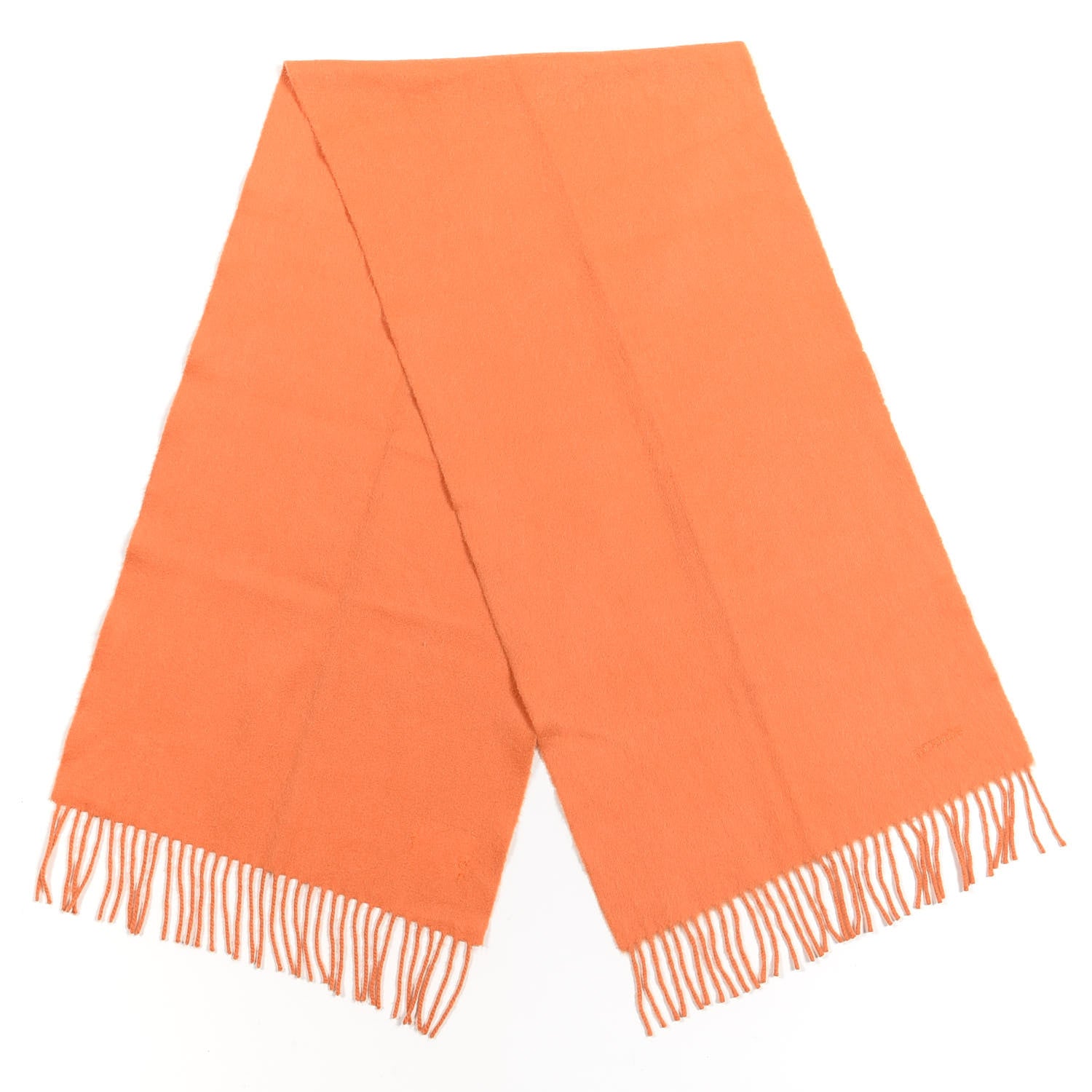 Hermes Cashmere Fringe Scarf Orange 2 of 4