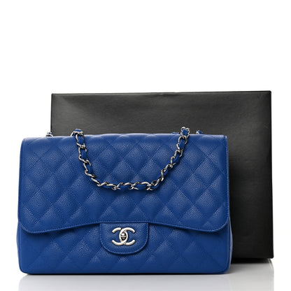 Chanel Caviar Quilted Jumbo Single Flap Dark Blue 11 of 11