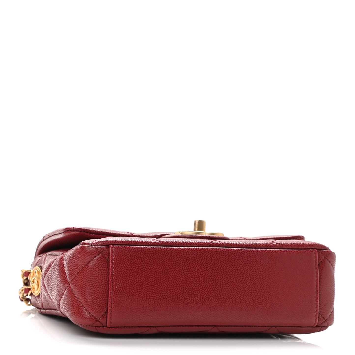 Caviar Quilted Small Twist Your Buttons Flap Burgundy