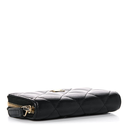 Chanel Lambskin Quilted Zip Coin Purse Black 4 of 9