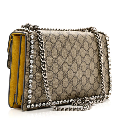 Gucci GG Supreme Monogram Crystal Bow Embroidered Small Dionysus Shoulder Bag Yellow 3 of 14