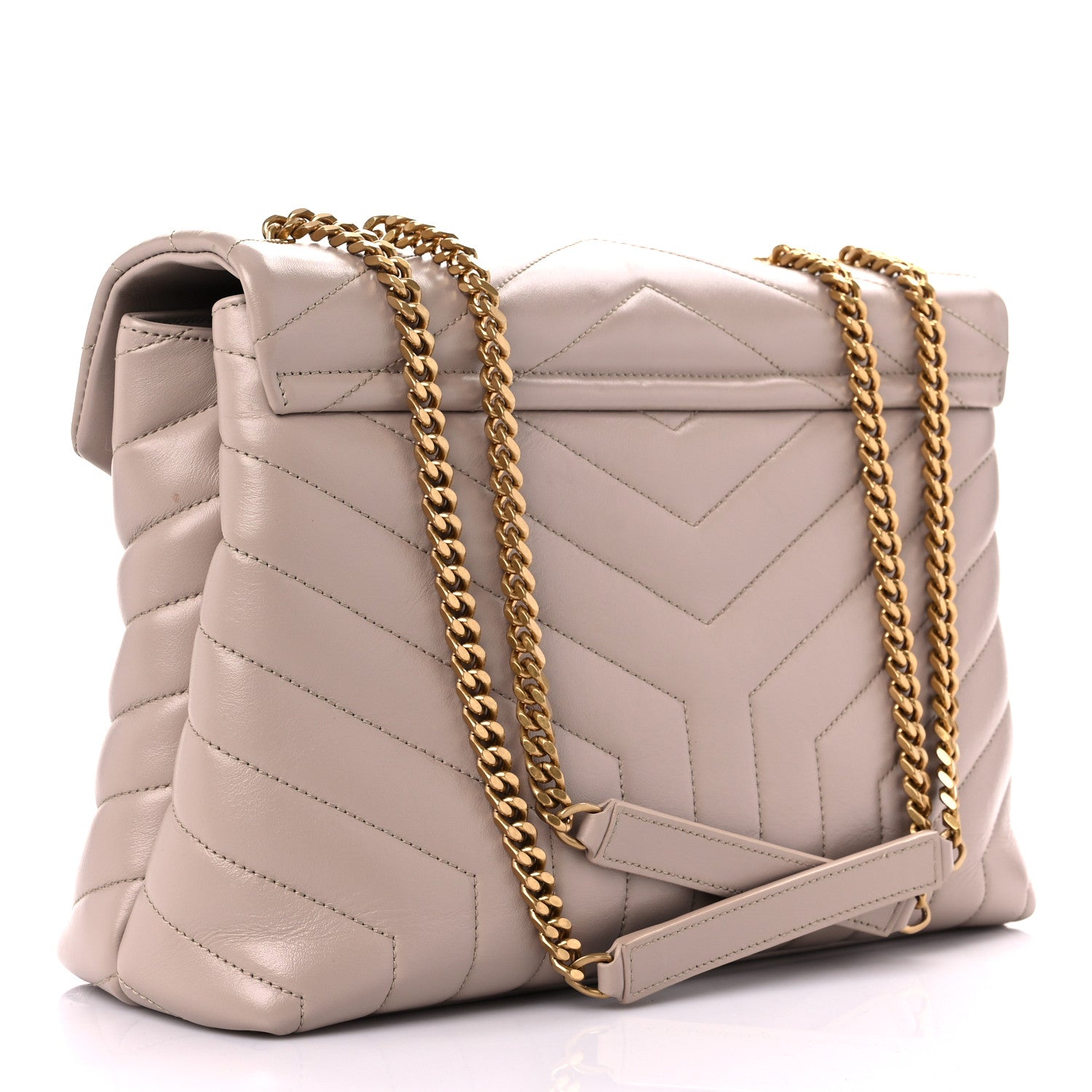 Saint Laurent Calfskin Y Quilted Monogram Medium Loulou Chain Satchel Light Natural 3 of 13