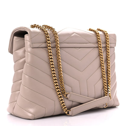 Saint Laurent Calfskin Y Quilted Monogram Medium Loulou Chain Satchel Light Natural 3 of 13