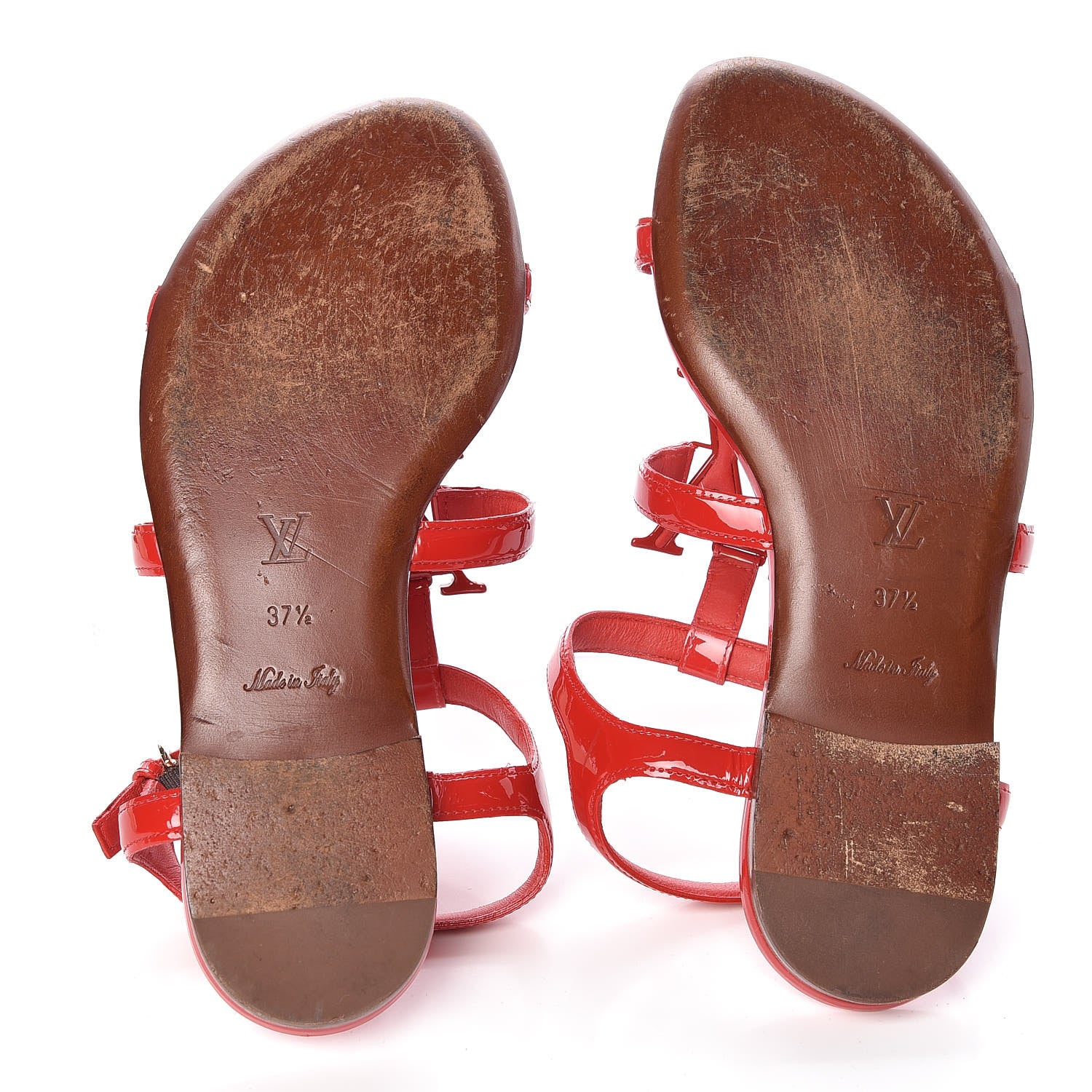 Louis Vuitton Patent Paradiso Flat Sandals 37.5 Rouge 7 of 13