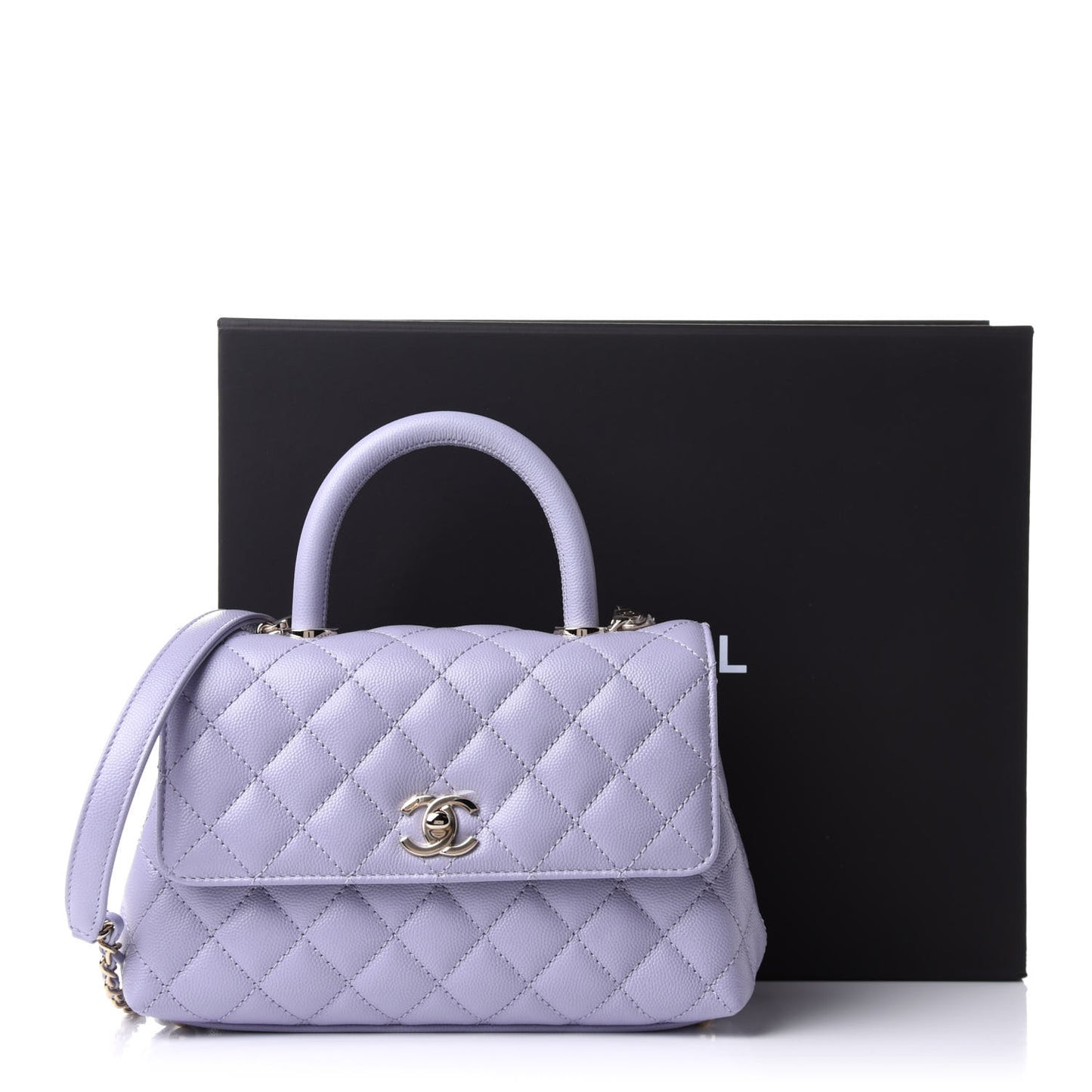 Caviar Quilted Mini Coco Handle Flap Light Purple