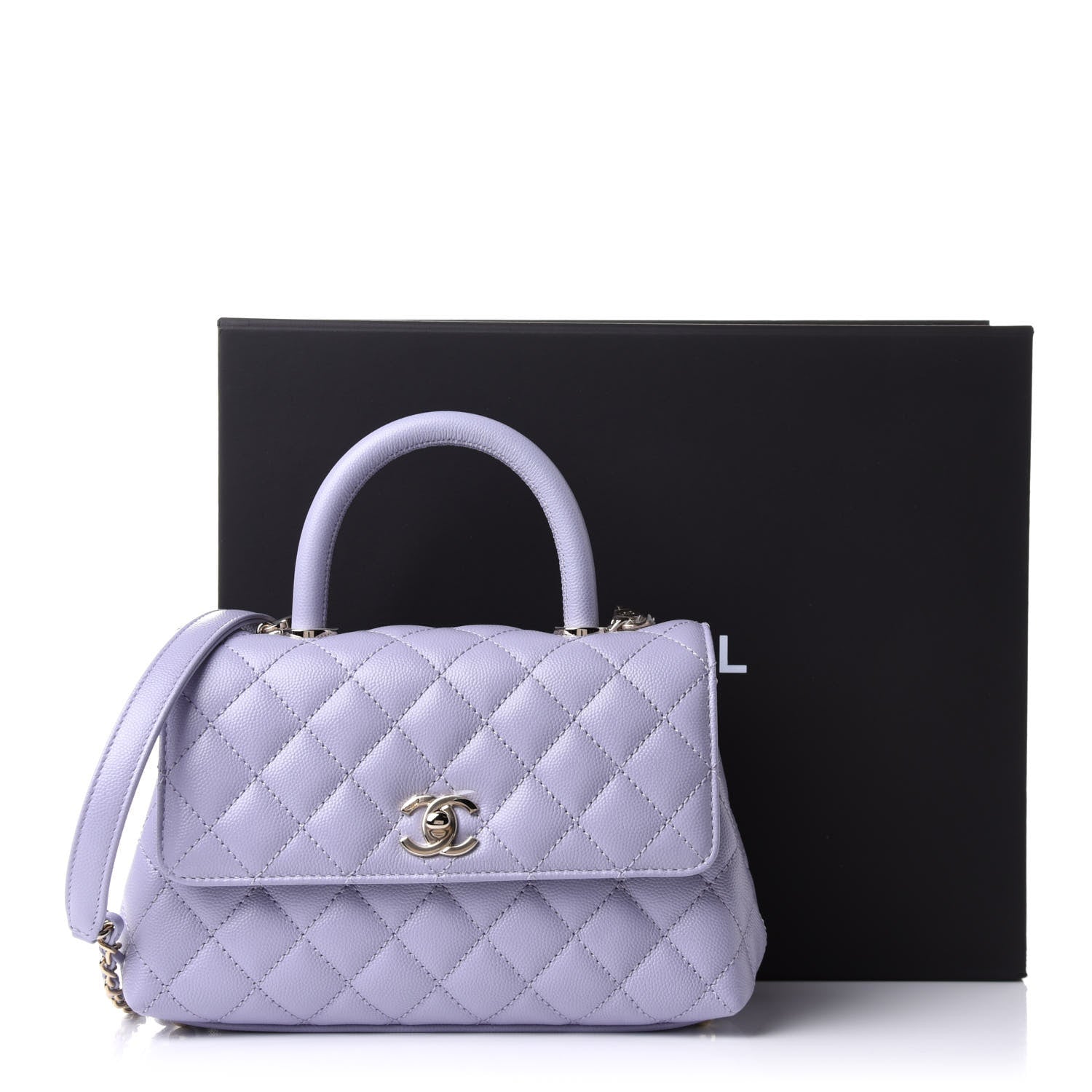 Chanel Caviar Quilted Mini Coco Handle Flap Light Purple 11 of 11