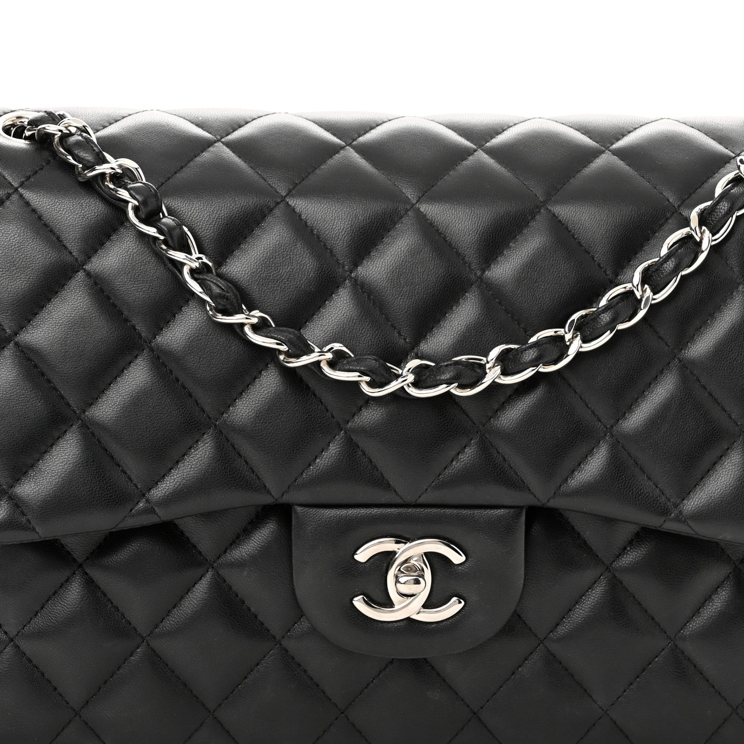 Chanel Lambskin Quilted Jumbo Double Flap Black 7 of 11
