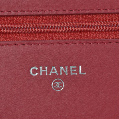 Chanel Distressed Patent Quilted Wallet On Chain WOC Dark Pink 5 of 9