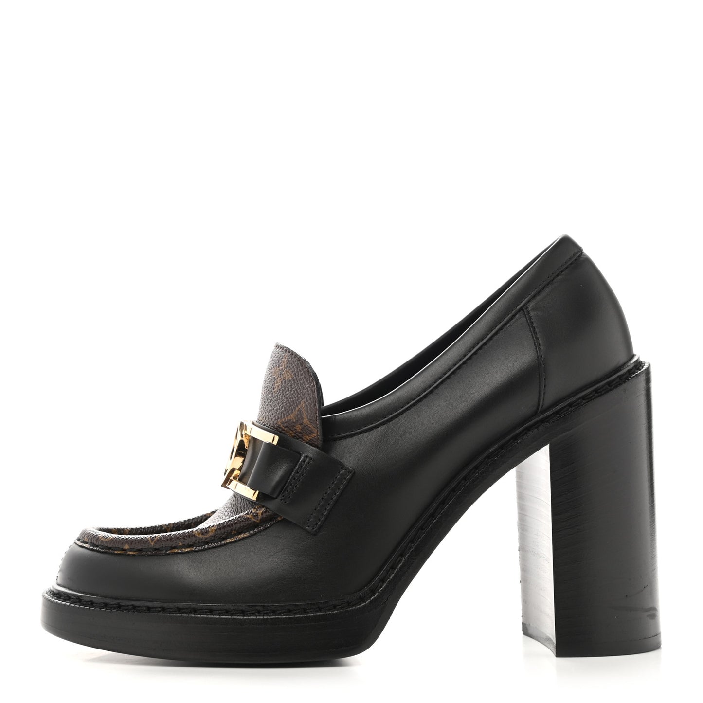 Monogram Calfskin Academy Loafers Pumps 40 Black