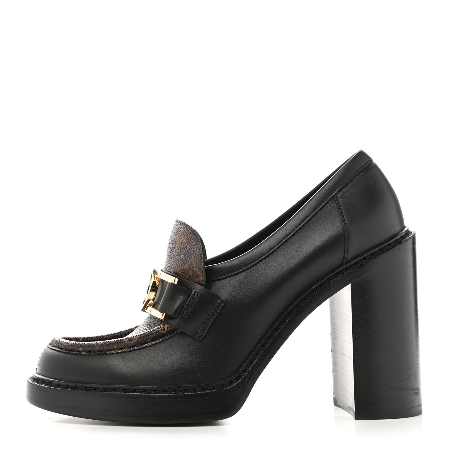 Louis Vuitton Monogram Calfskin Academy Loafers Pumps 40 Black 2 of 9