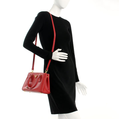 Prada Saffiano Mini Galleria Double Zip Tote Fuoco 3 of 8
