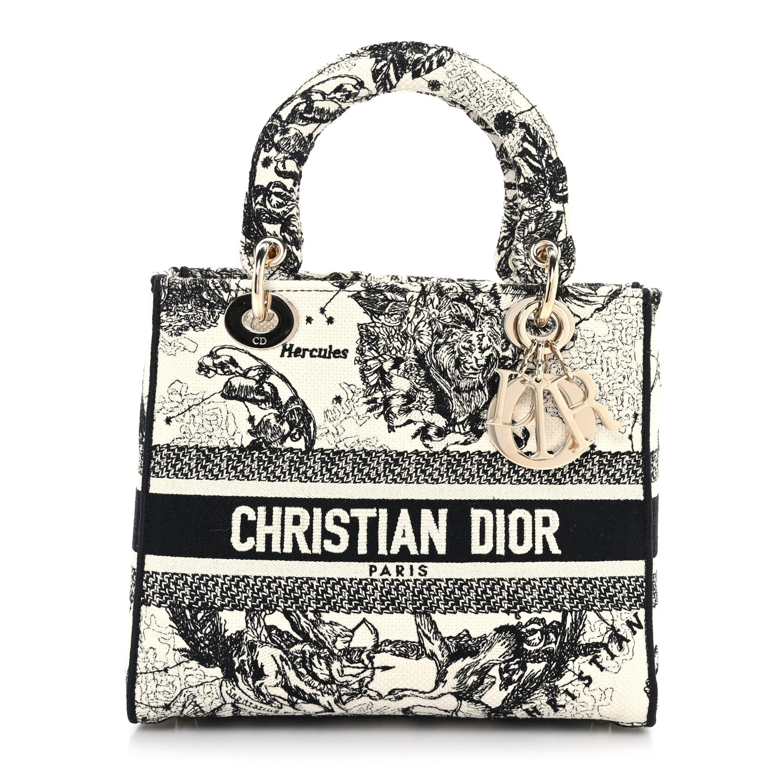 Christian Dior Canvas Embroidered Zodiac Toile De Jouy Medium Lady D-Lite Latte 1 of 8