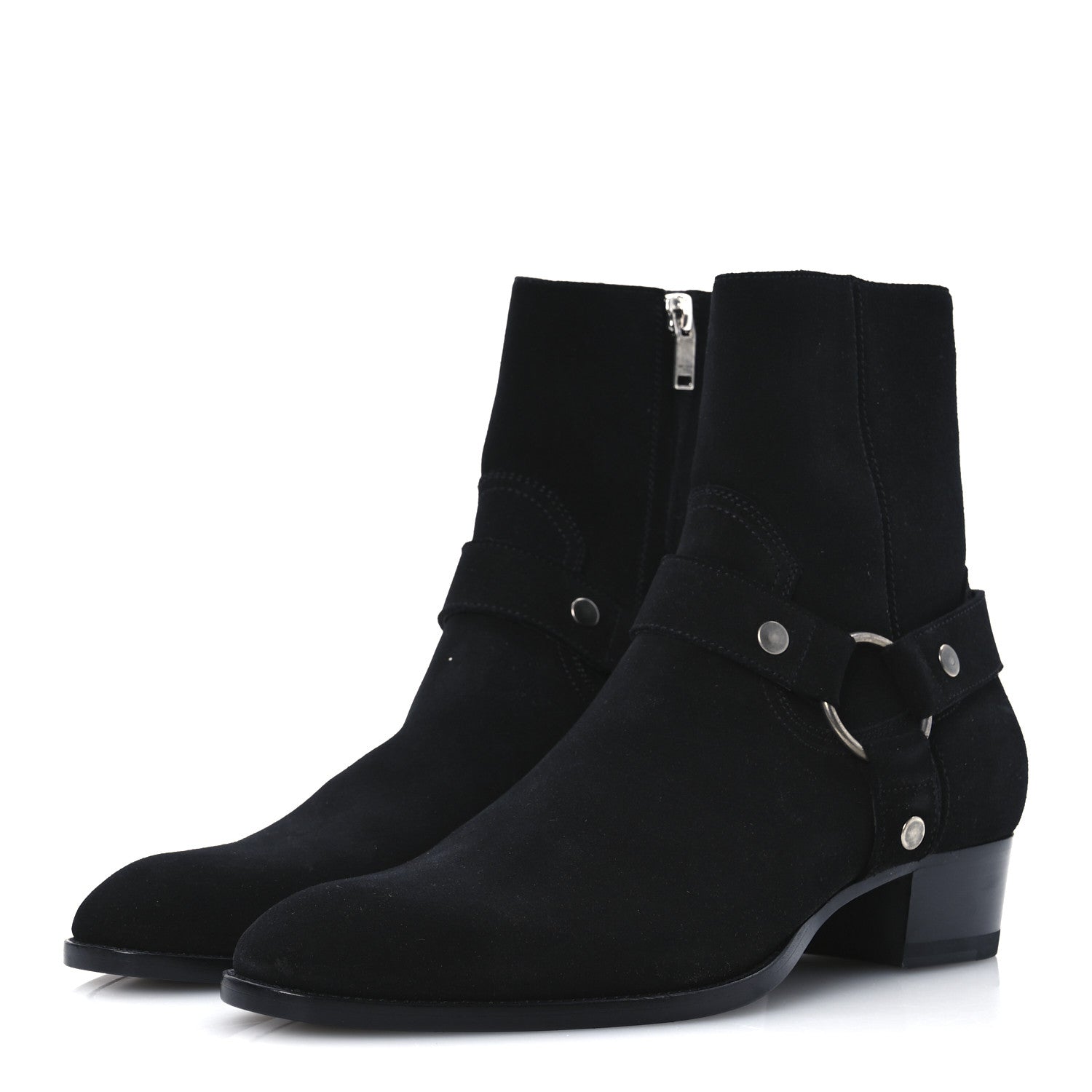 Saint Laurent Suede Mens Wyatt Harness Boots 41 Black 1710317