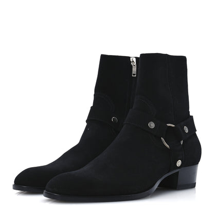 Saint Laurent Suede Mens Wyatt Harness Boots 41 Black 4 of 13