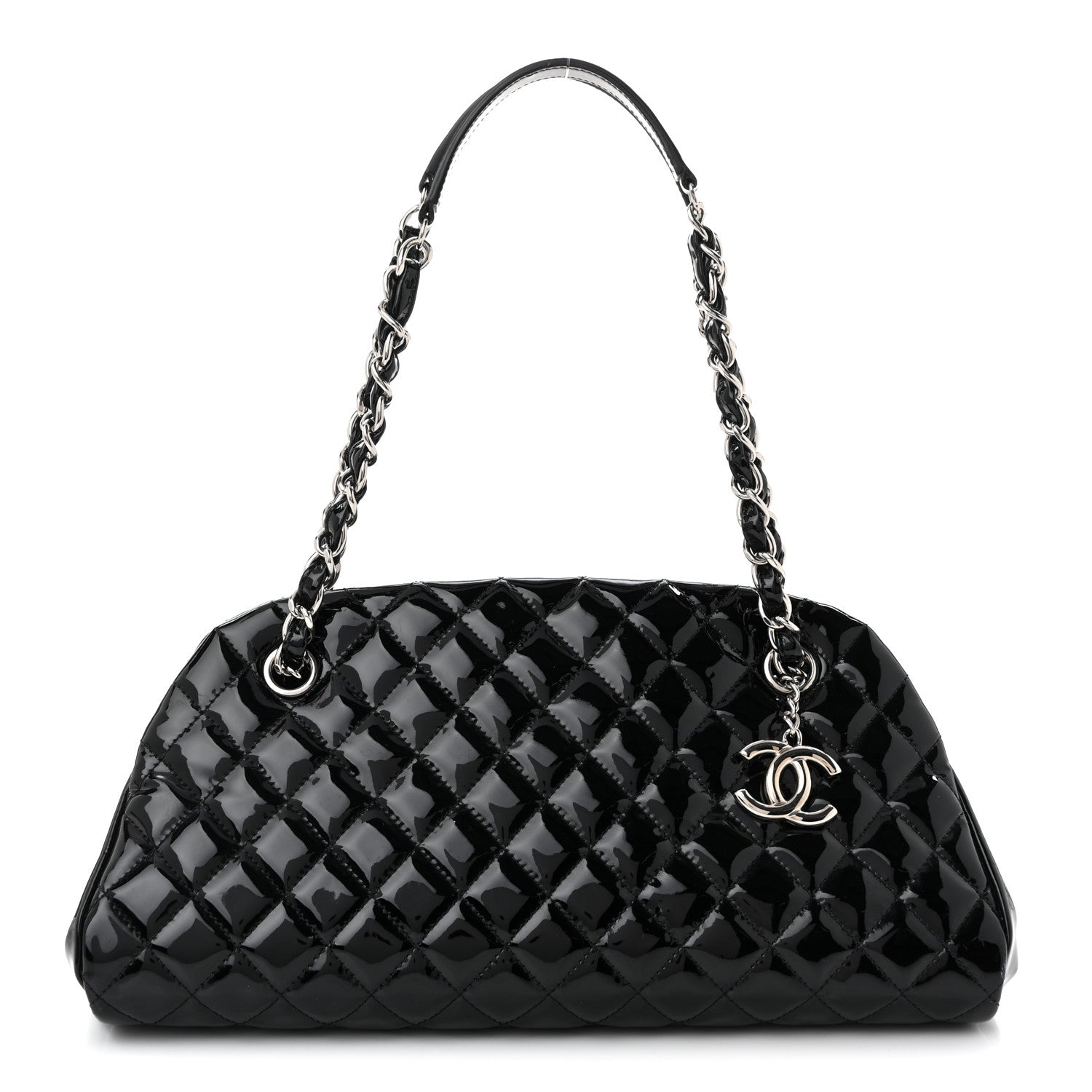 Chanel Patent Quilted Medium Just Mademoiselle Bowling Bag Black 1 of 10