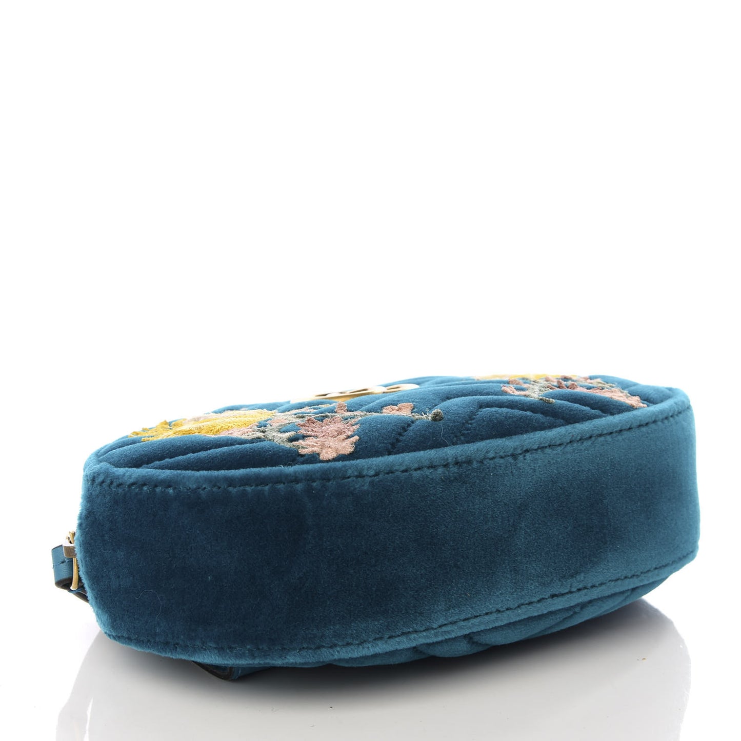 Velvet Matelasse Embroidered GG Marmont Belt Bag 75 30 Pavone Cyan