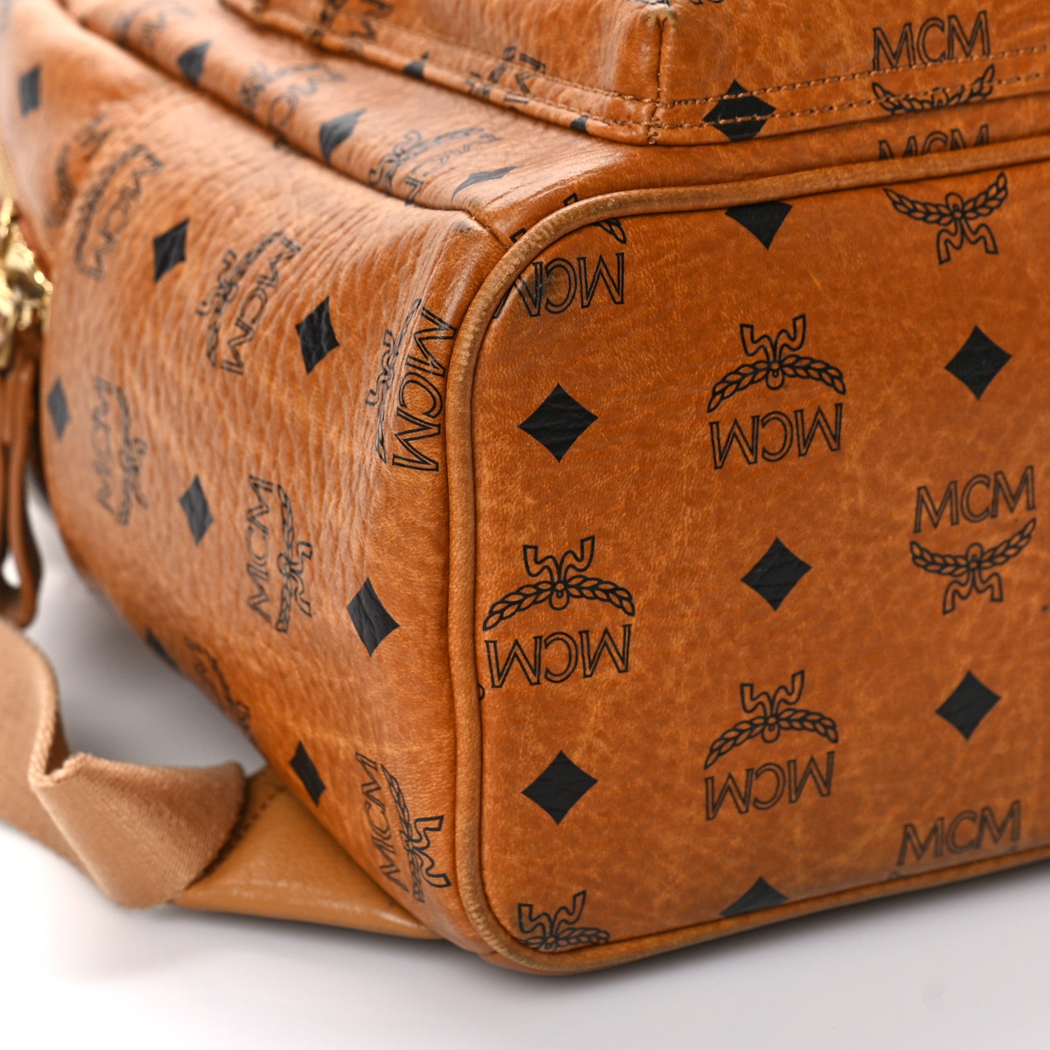 MCM Visetos Small Sprinkle Stud Stark Backpack Cognac 7 of 8