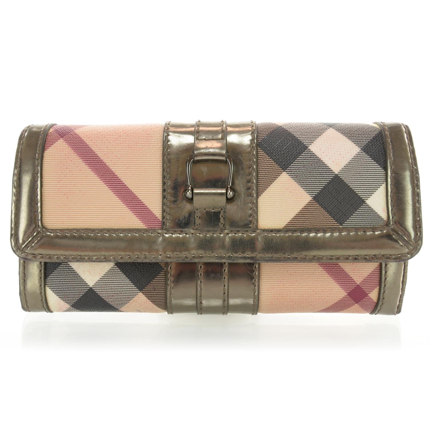 Burberry Patent Nova Check Wallet Metallic 1 of 7