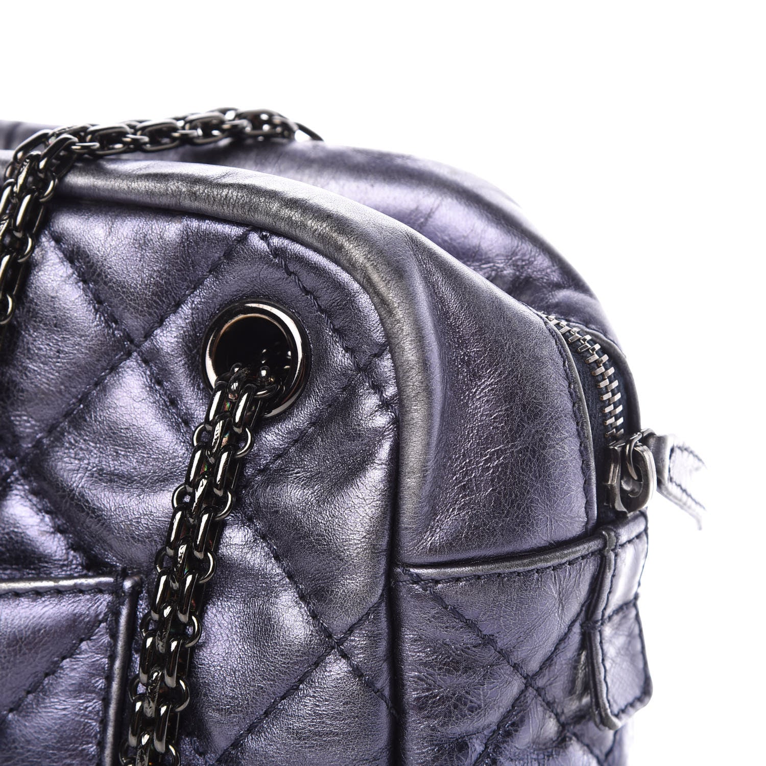 Chanel Metallic Aged Calfskin Quilted Large Reissue Camera Case Silver 14 of 15