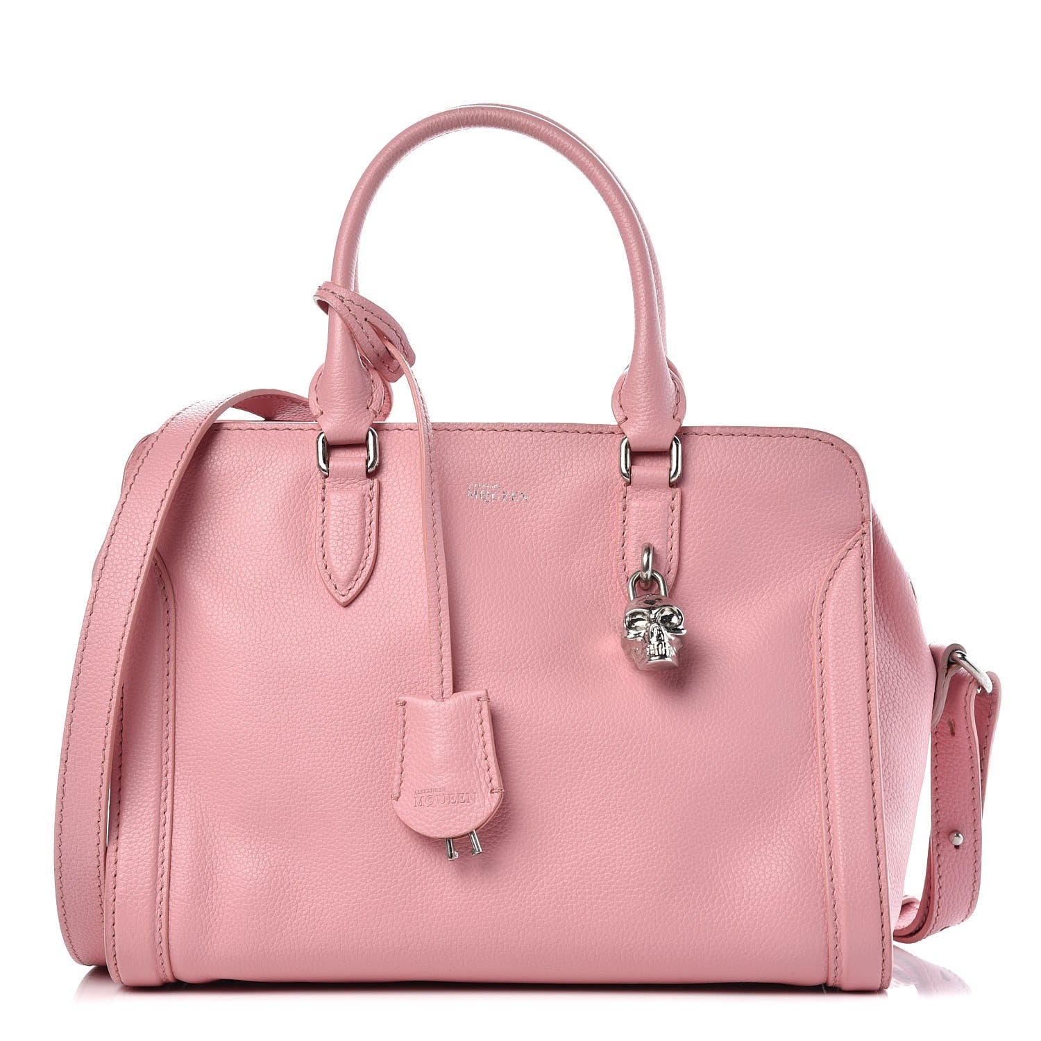 Alexander McQueen Pebbled Calfskin Small Skull Padlock Zip Around Tote Petal 1 of 11