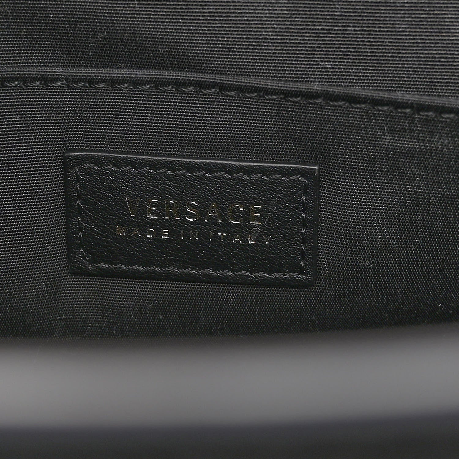 Versace Grained Calfskin Large Virtus Top Handle Shoulder Bag Black 6 of 9