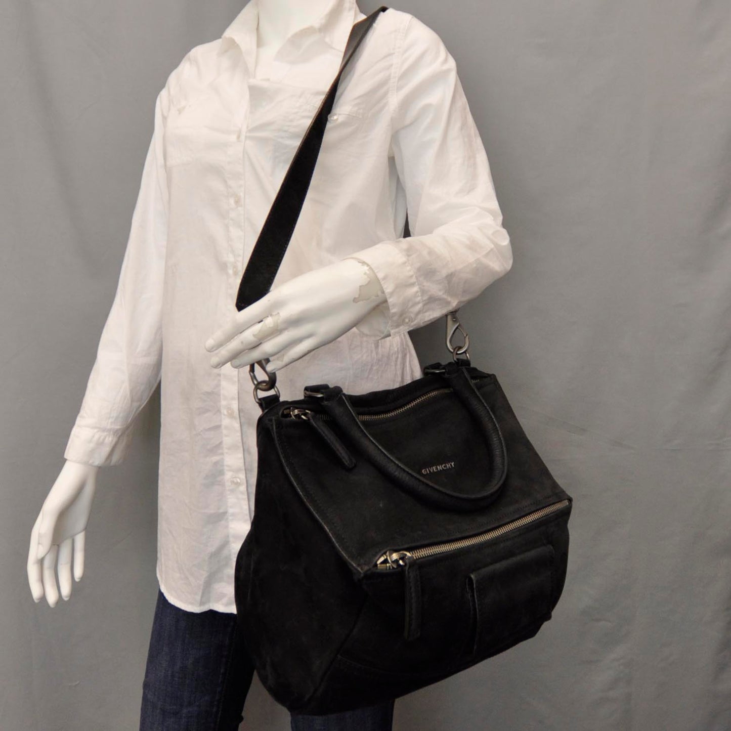 Calfskin Suede Medium Pandora Black