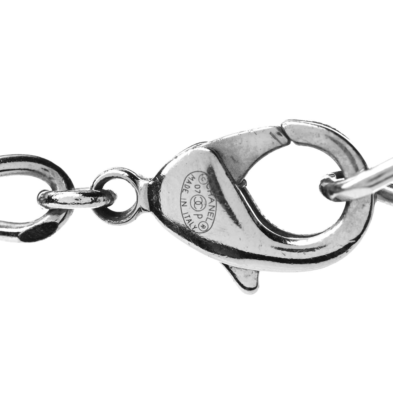Chanel Enamel CC Padlock Heart Key Necklace Black Silver 5 of 7