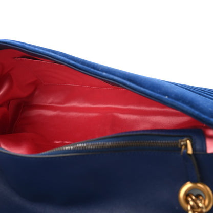 Gucci Velvet Matelasse Medium GG Marmont Shoulder Bag Cobalt Blue 5 of 11