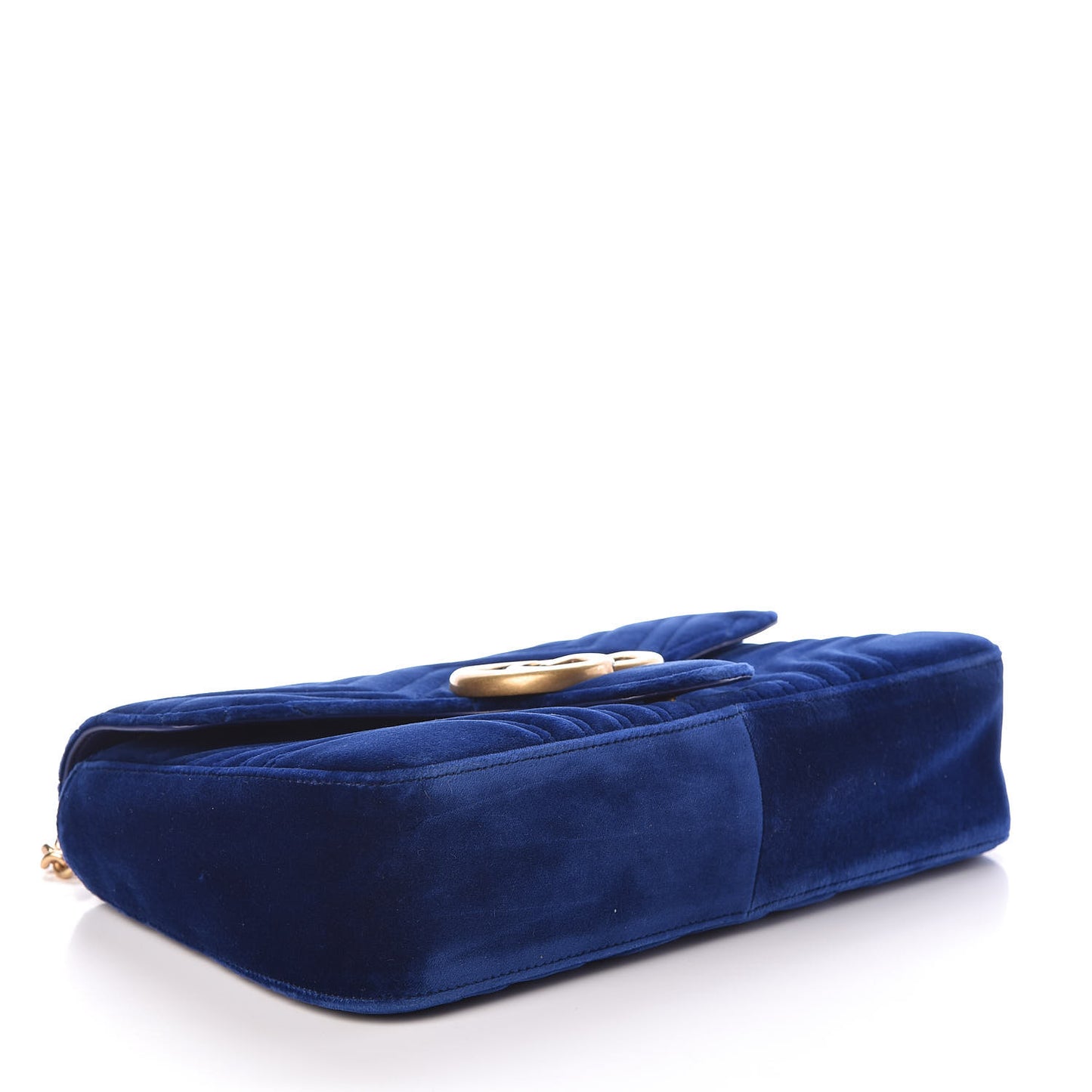 Velvet Matelasse Medium GG Marmont Shoulder Bag Cobalt Blue