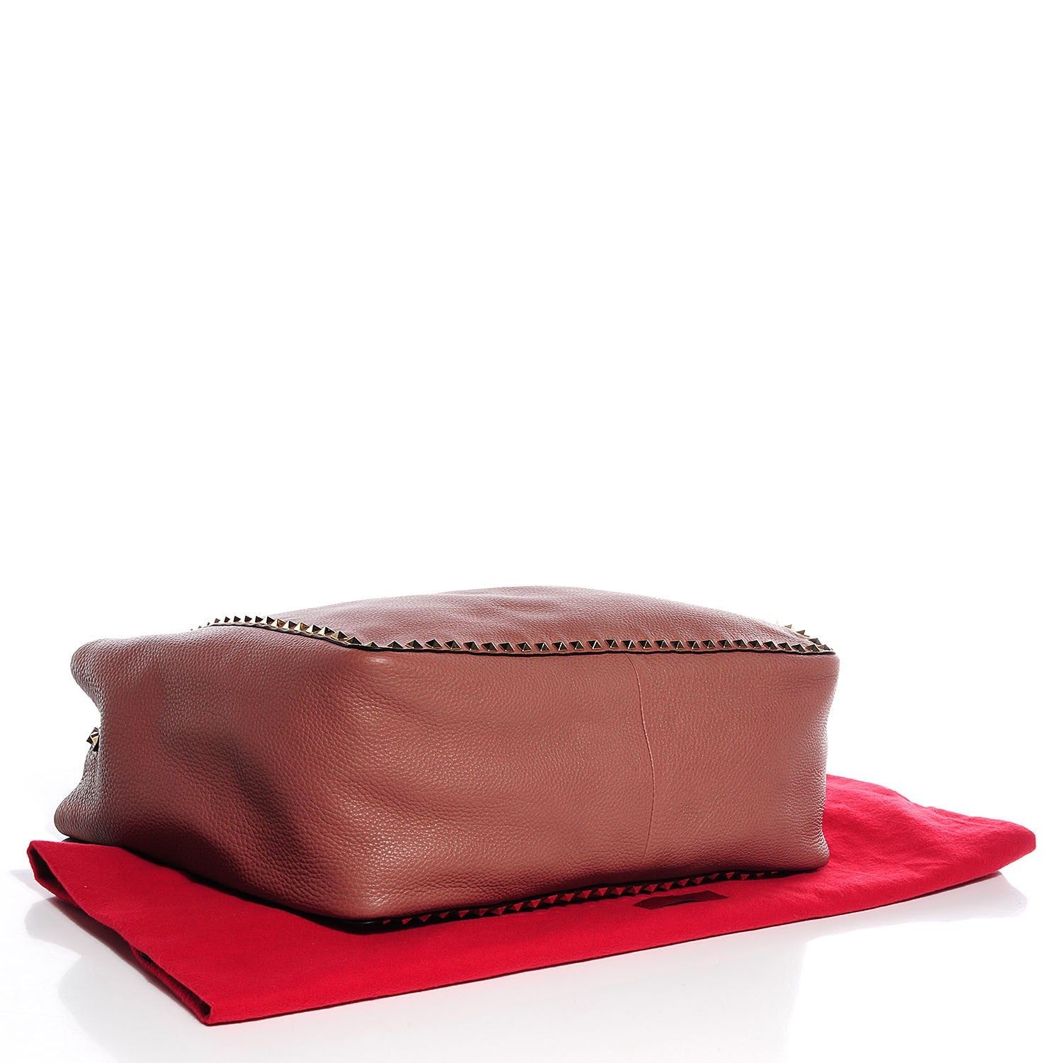 Valentino Garavani Grained Calfskin Medium Rockstud Reversible Tote Dark Rose Grey 4 of 6