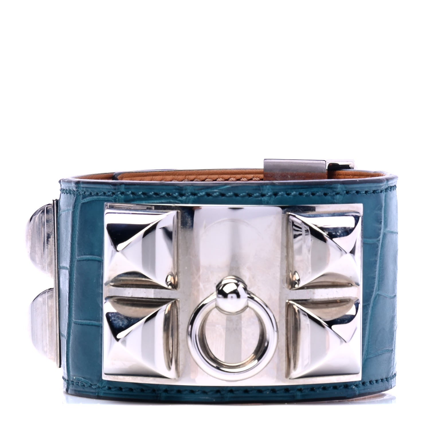 Hermes Shiny Alligator Collier De Chien CDC Bracelet Bleu Izmir 1 of 6