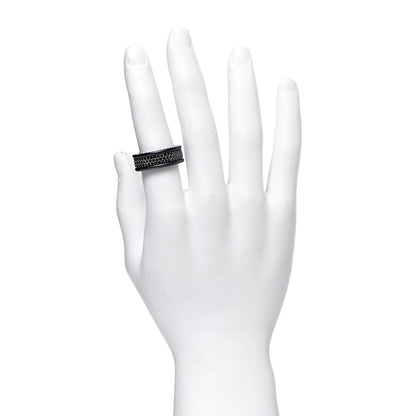 David Yurman Titanium Black Diamond Streamline Three-Row Band Ring 62 10 2 of 7