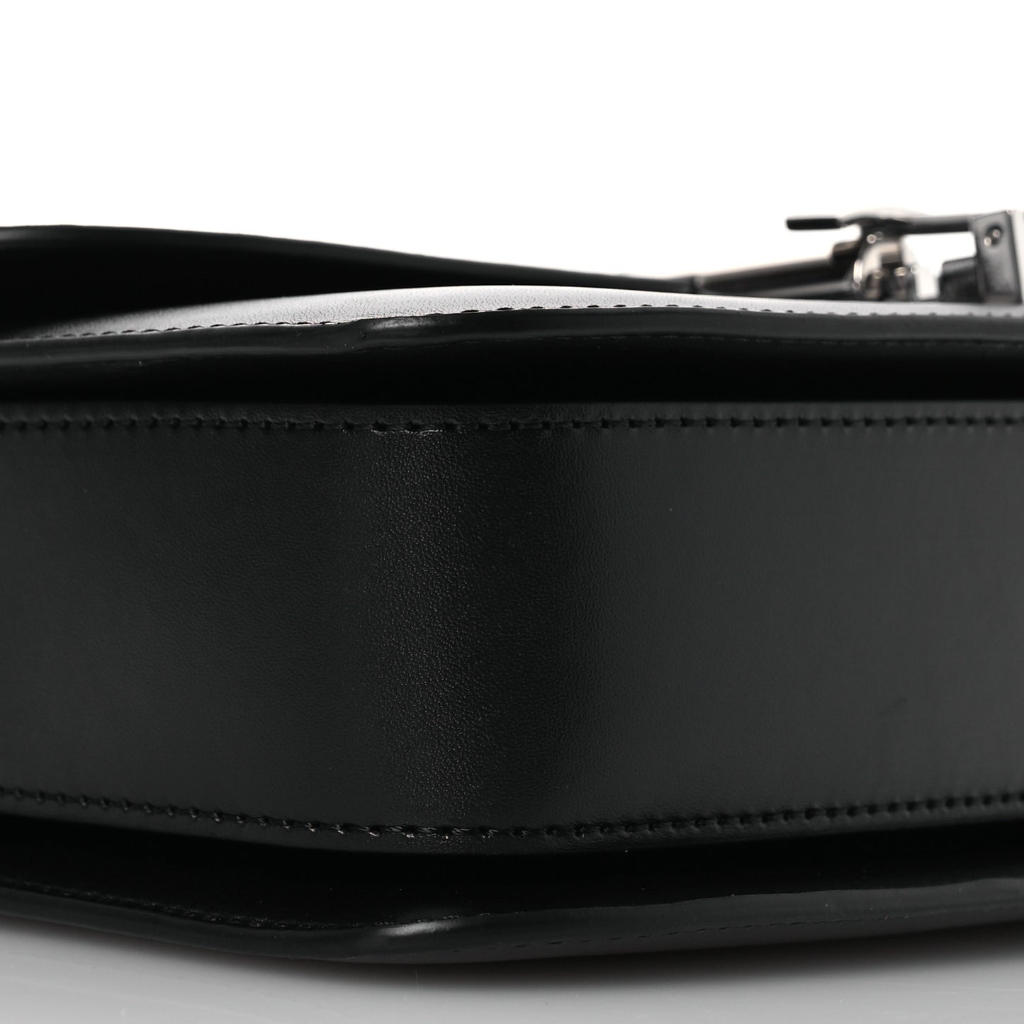 Polished Saddle Calfskin Sofia 8.75 Shoulder Bag Black
