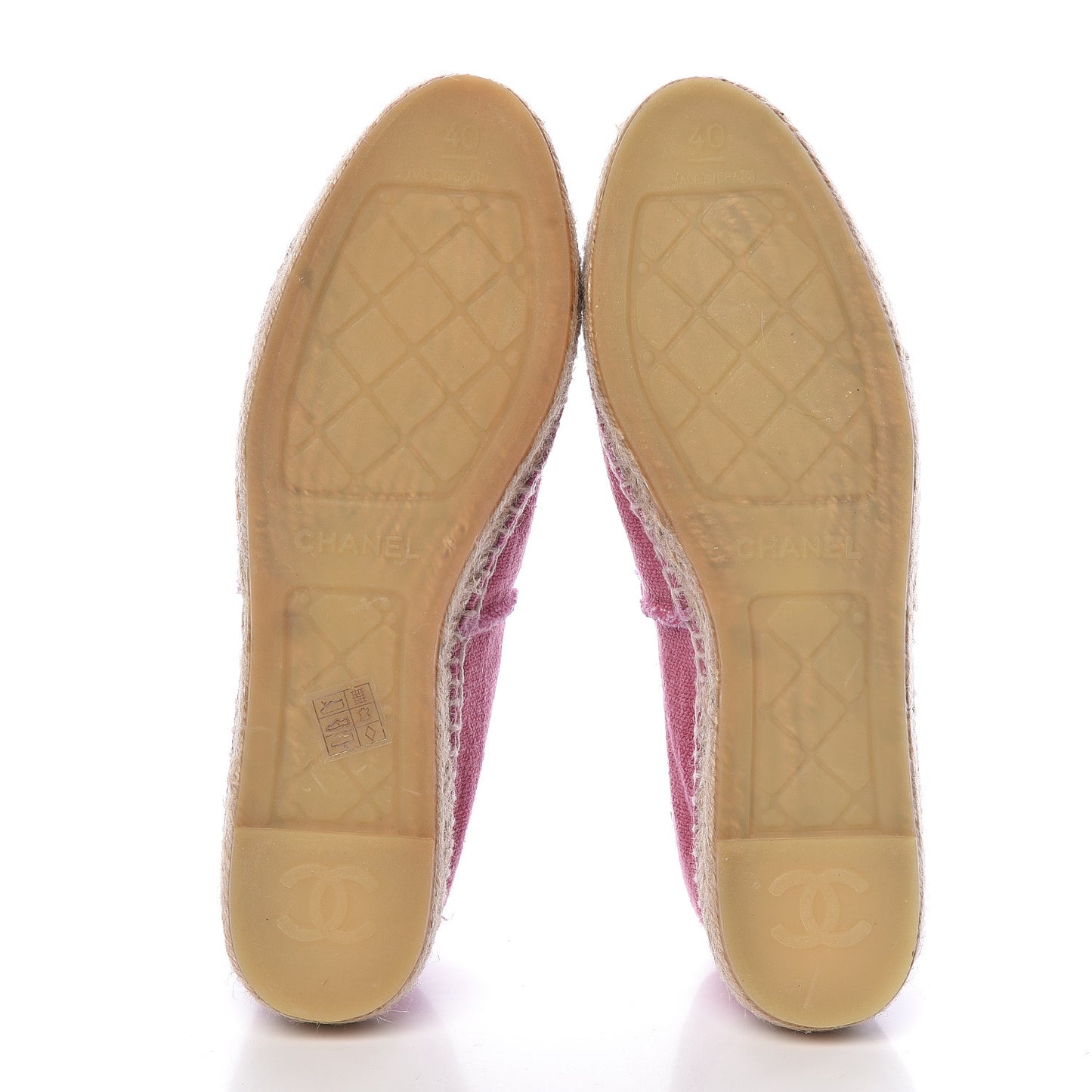 CHANEL Linen CC Espadrilles 40 Pink Black