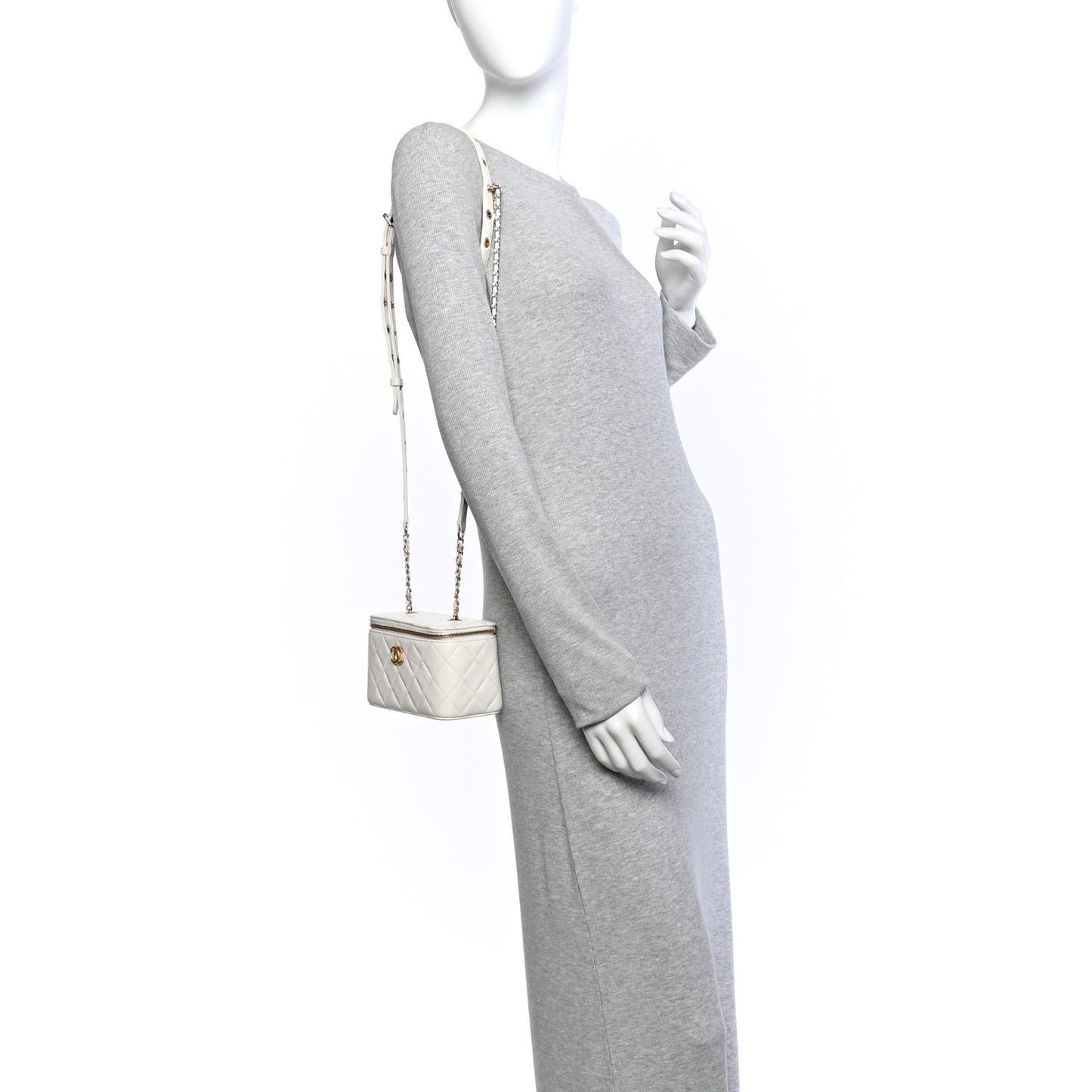 Lambskin Quilted Punk Essentials Vanity Case With Chain White