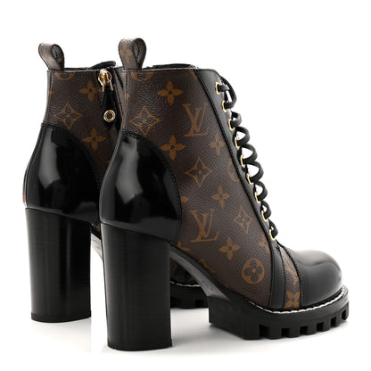 Louis Vuitton Patent Calfskin Monogram Star Trail Ankle Boots 37 Black 5 of 9